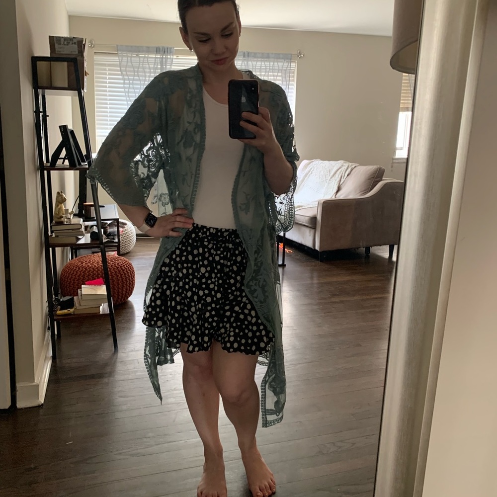 Blue lace kimono